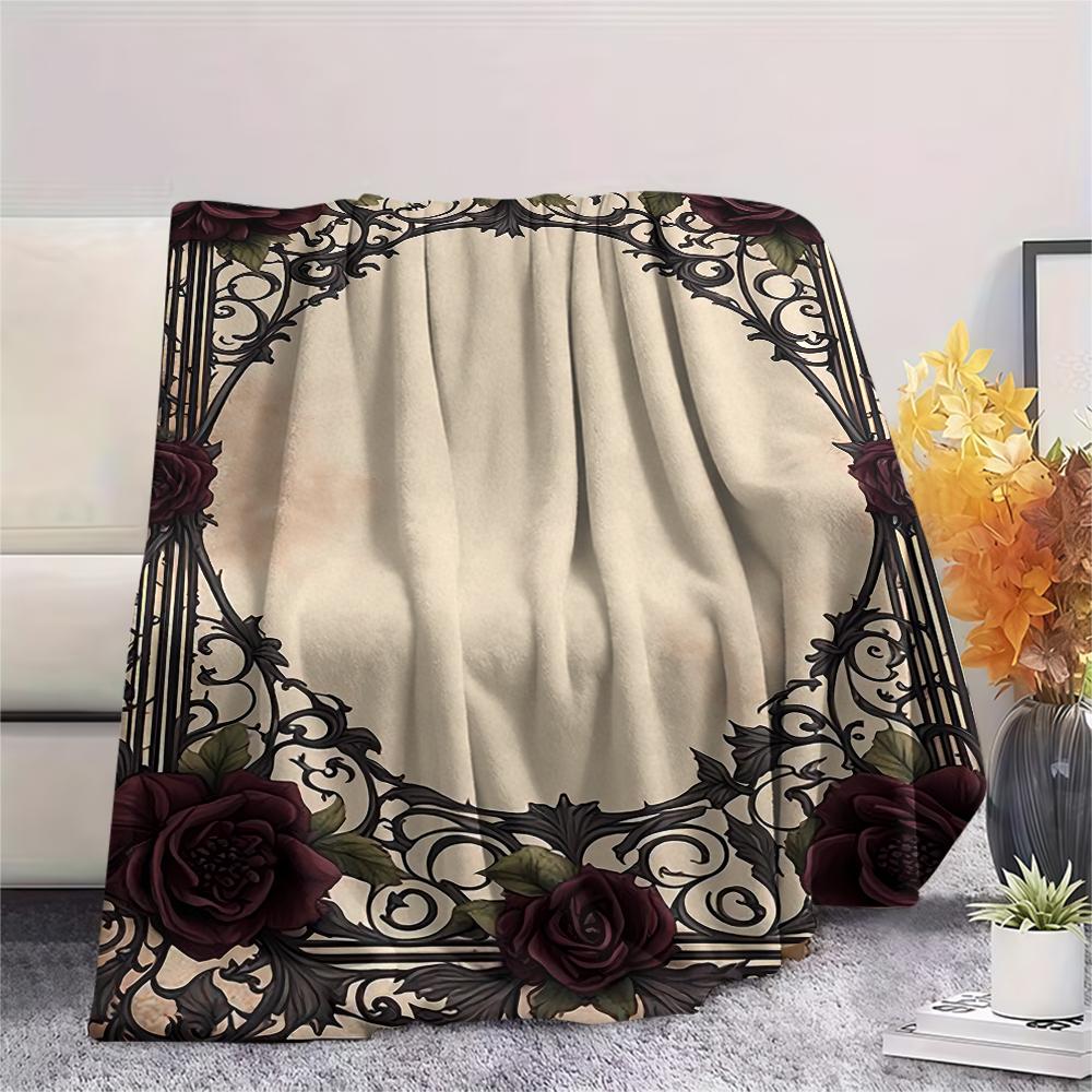 Couverture en flanelle imprimée avec des motifs vintage et magnifiques, Haute qualité, Confortable pour toutes les saisons, Décoration intérieure, Chaleur et confort, Parfait pour les cadeaux de Noël