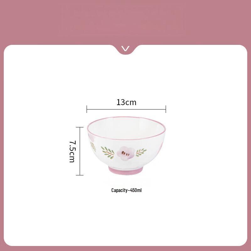 ZISIZ 5-inch Ceramic Bowls with Stone & Purple Floral Design