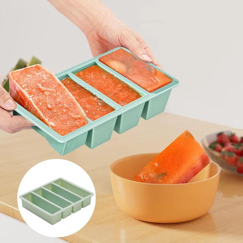 1/1pc 1-grid Large Rectangular Ice Cube Mold with Lid Whiskey Ice Tray Mold Stackable Freezing Tray Kitchen Easy-Release Tools
