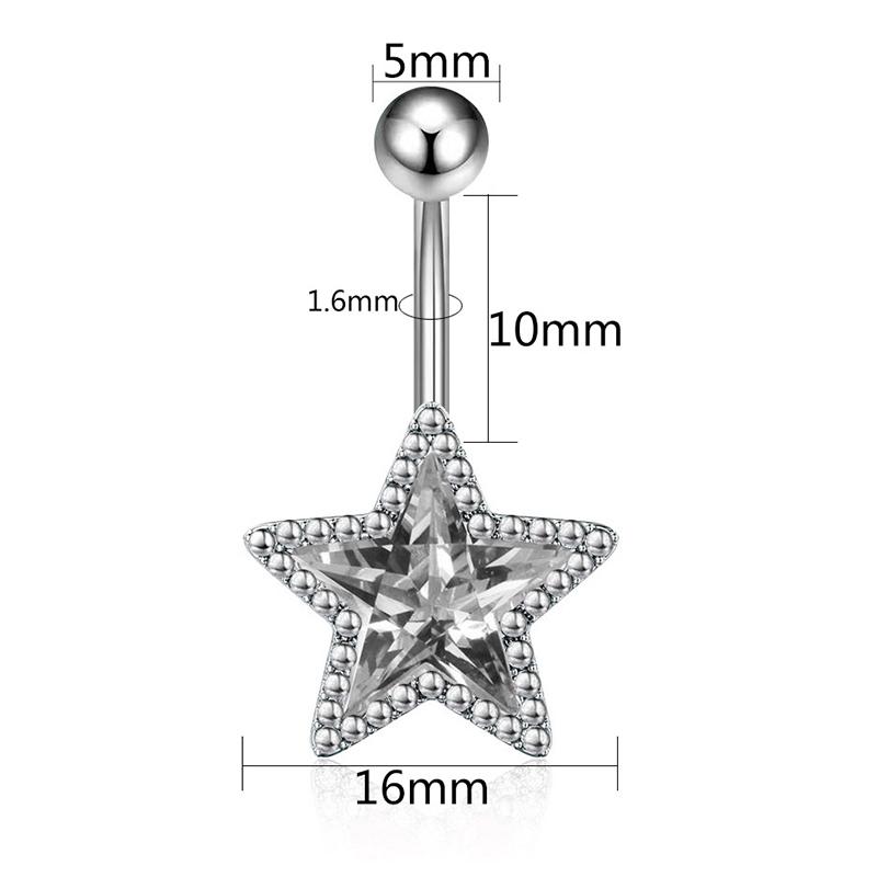 Crystal Pendant Belly Button Ring For Women Star Zircon Navel Ring Jewelry Pentagram Belly Ring Sexy Body Piercing Jewelry