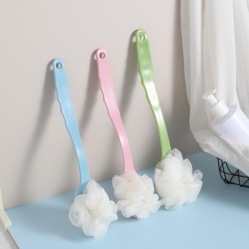 Double-Sided Bath & Back Scrubber with Towel & Long Handle
