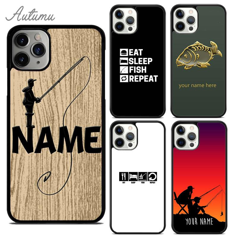 Fish Repeat Personalised Name Carp Phone Case for iPhone 17 Air 15 16 16e 11 12 13 14 Pro Max Plus Cover coque Fundas