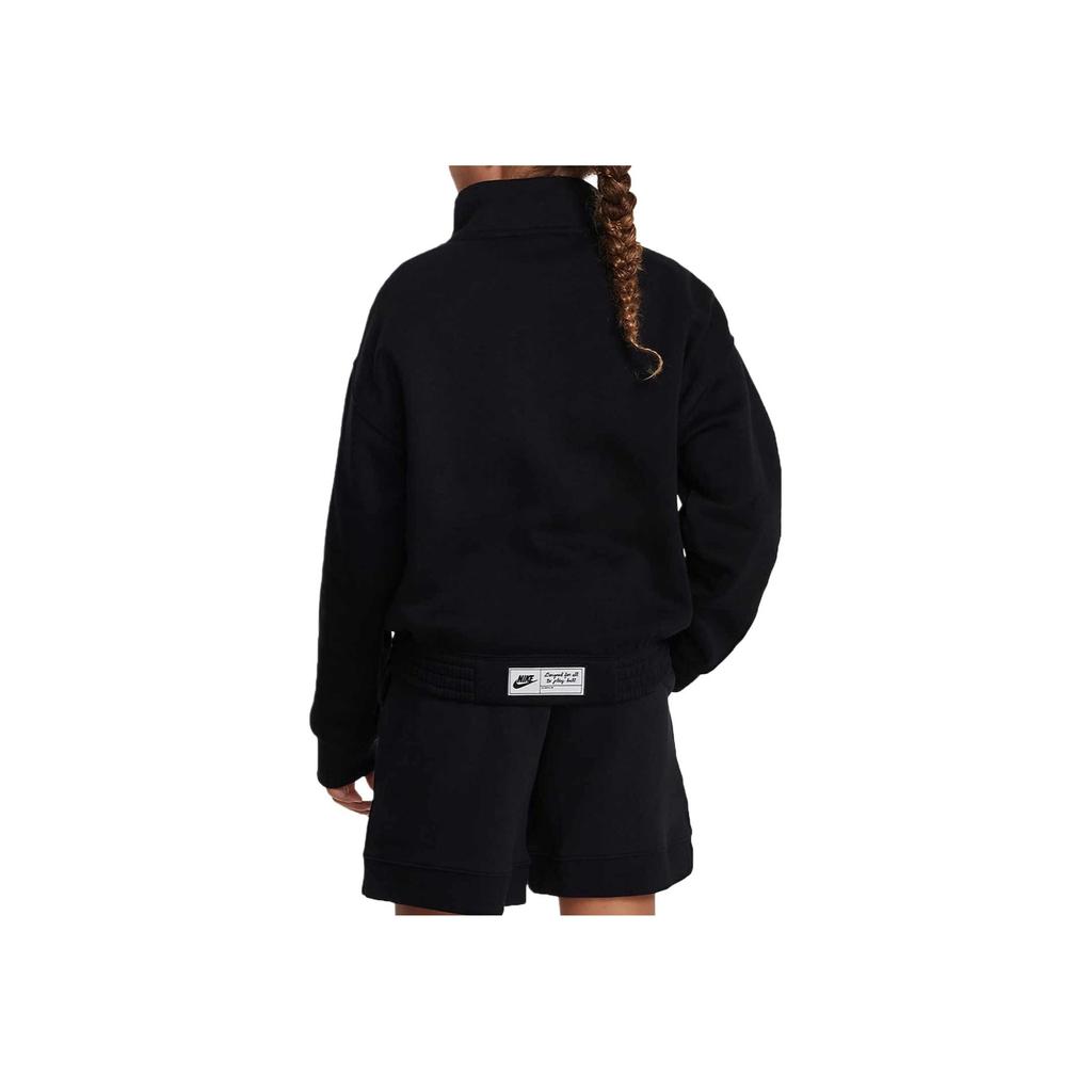 Nike SS23 Solid Color Stand Collar Zipper Pocket Sweatshirt Kids Sweatshirt Black DV3109-010