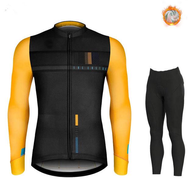 Warm 2024 Winter Thermal Fleece Cycling Men's Jersey Suit Outdoor Riding Bike MTB Clothing Bib Pants Set Spain Maillot Ciclismo