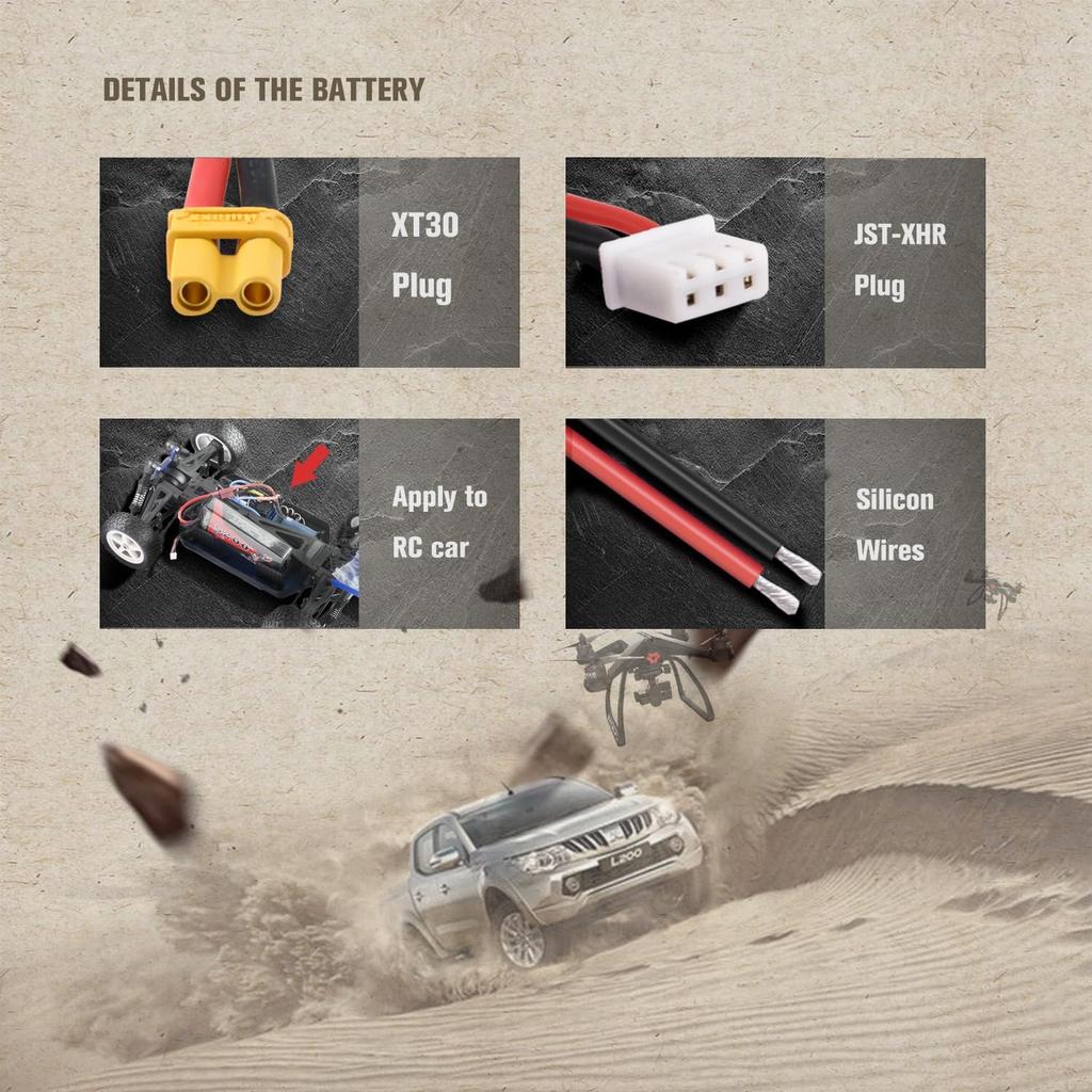 Lipo Battery 3S 11.1V 650mAh 80C with XT30 Connector – High Power for RC Models – Soft Case, Silicone Wire