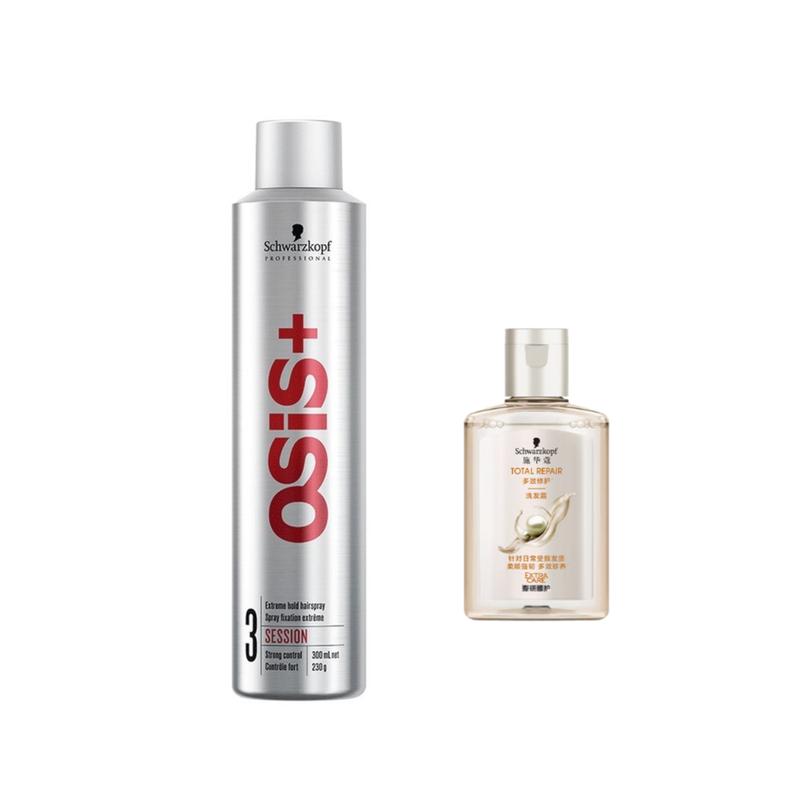 Schwarzkopf Strong Hairspray Styling Spray + Multi-effect Repair Shampoo Care +/+ Strong hair gel 300ml + shampoo 60ml