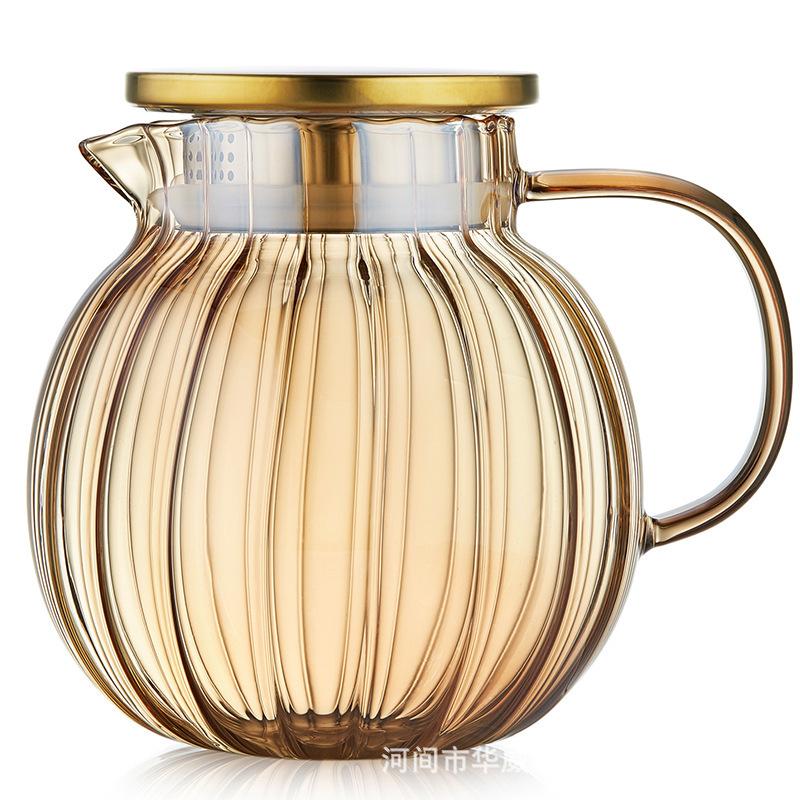 Amber Cold Water Kettle Glass Teapot High Temperature Resistant Office and Household Filter Tea Set Large Capacity Juice Till Pot