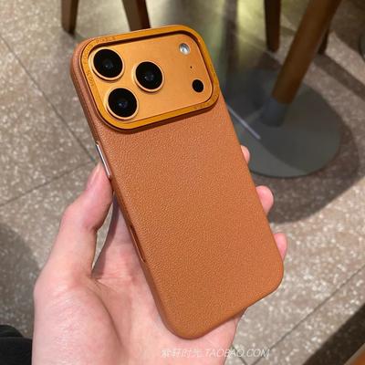Luxury Matte PU Leather Texture Phone Case for iPhone 17 Air 16 15 14 Plus 13 12 Pro Max Metal Lens Protection Shockproof Cover