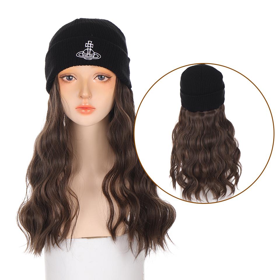 Buy Synthetic Fiber Long Wavy Wigs With Hat Autumn Winter Fashion