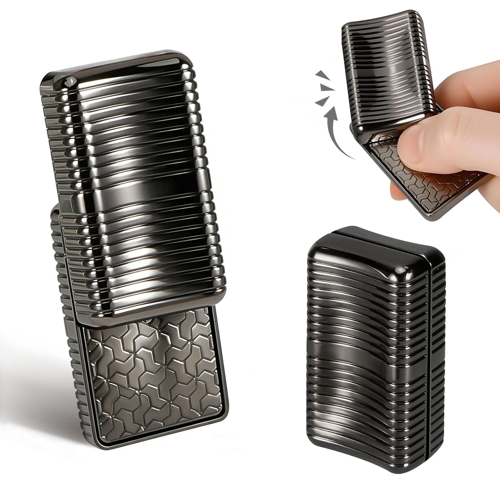 

MAZERO Fidget Slider Metal Fidget Adult Stress Finger Time Gift 2-Pack, Toy, Magnetic, Use, Relief, 360° Slide, EDC, Play, Gadget, Killer, Compact,