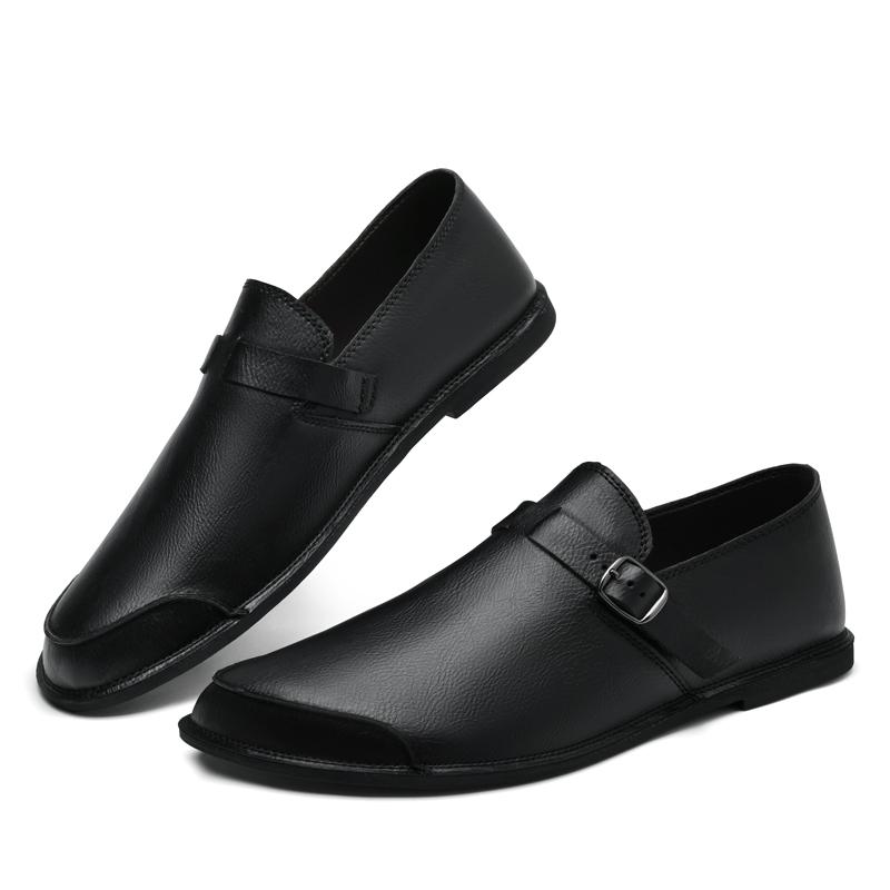 New Designer Loafers for Men Solid Color Casual Shoes Genuine Leather Slip on Flats Fashion Male Business Shoes Driving Footwear
