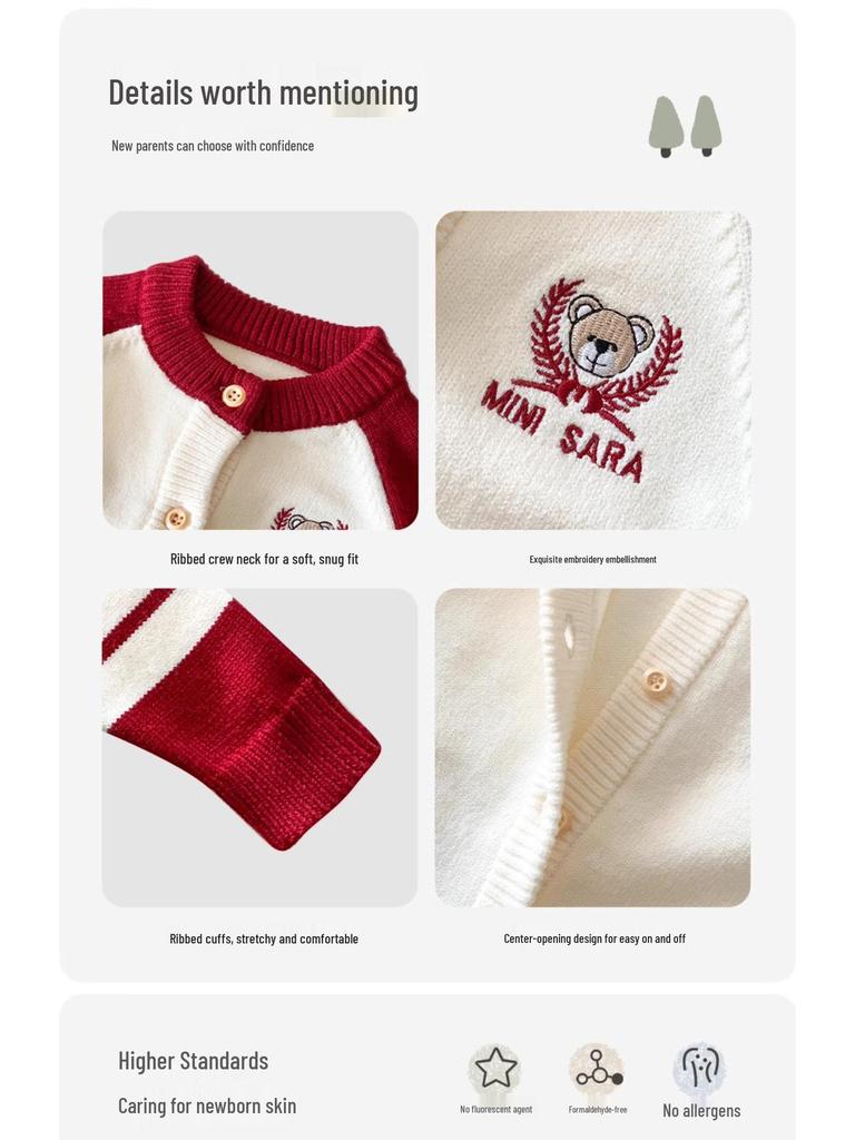 Strick-Strampler im koreanischen Stil: Modischer Langarm-Baby-Krabbelanzug für Frühlings- und Herbstausflüge