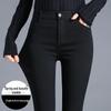 Hohe schwarze Leggings mit Fleece-Futter: Eng anliegender Bleistiftstil für Damen für Frühling & Sommer 2026