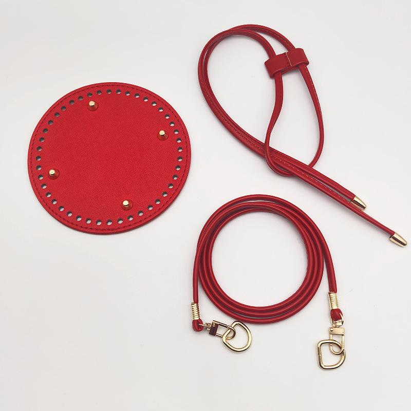 3-Piece DIY Handmade Woven Bucket Bag Set: PU Material Bottom Plate, Drawstring, and Shoulder Strap Accessories