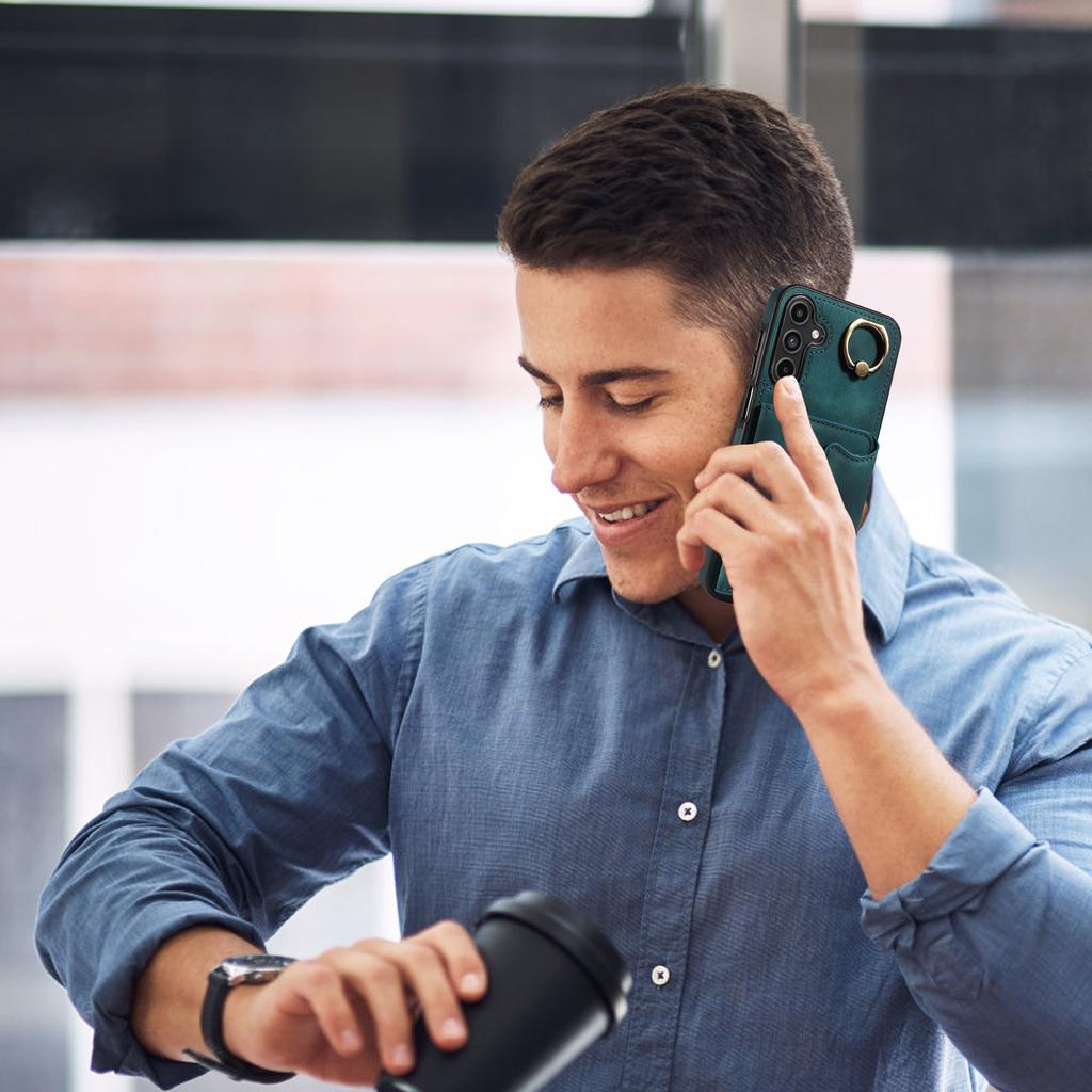 For Samsung Galaxy A15 (4G),Samsung Galaxy A15 5G Ring Bracket Card Holder Slots Cover Phone Case