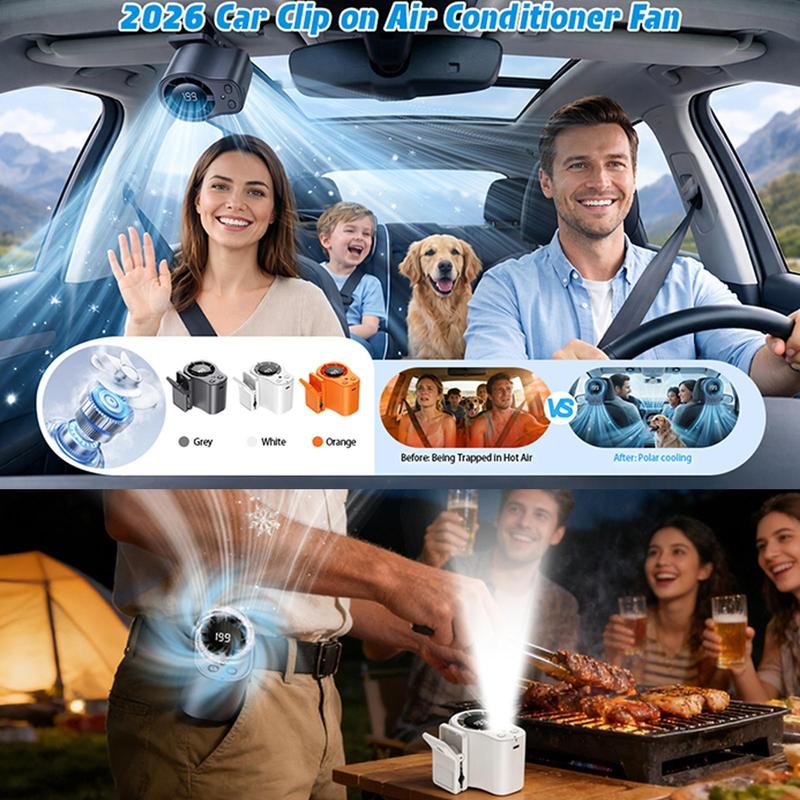 Portable Car Clip Fan 360 Degree Rotatable 100 Speed Wind USB Rechargeable Electric Fan Low Noise Mini Fan Clamp Anywhere