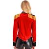 Giacca Cappotto di Velluto da Domatore di Circo per Donna Costume di Halloween Cosplay Collo Alto Spallina Frangiata per Gioco di Ruolo