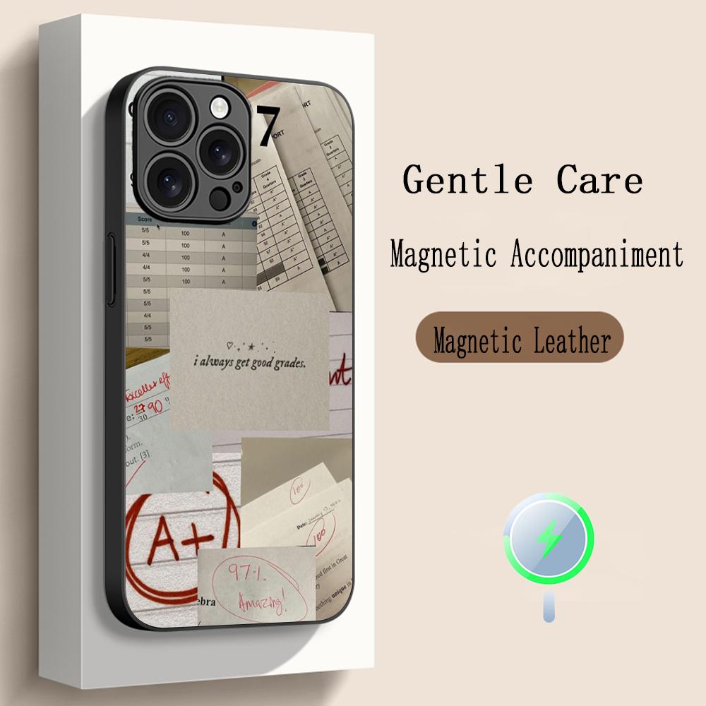 

Good grades fashion ins pattern Phone Case For iPhone 17 16 15 14 13 12 Plus Pro Max High-end Luxury Magsafe Sheepskin iPhone 15
