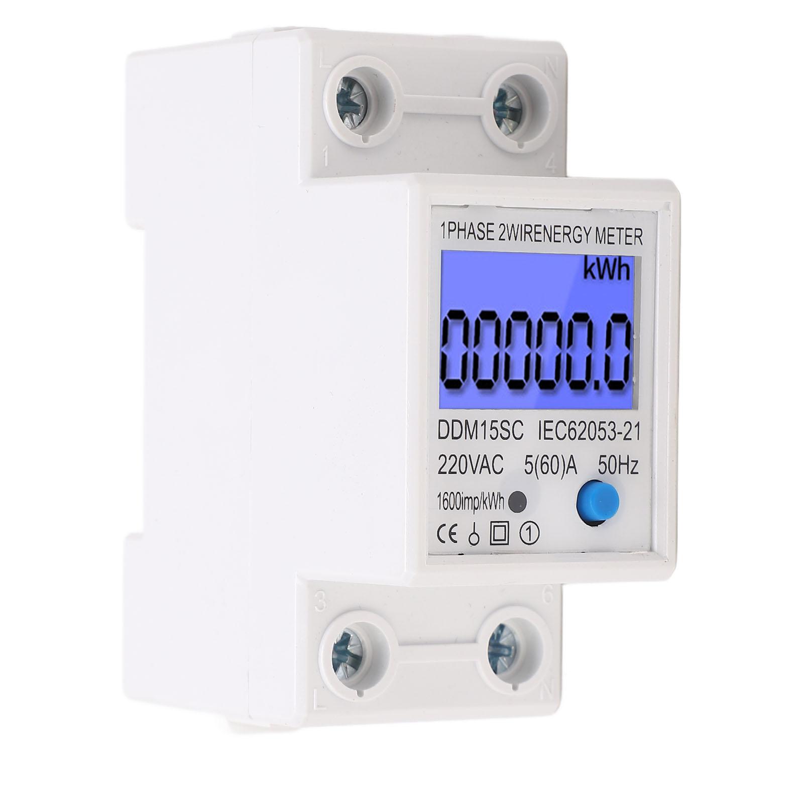 

РК-цифровий лічильник електроенергії однофазний 2P монітор споживання електроенергії DIN-рейка електричний тестер 5A