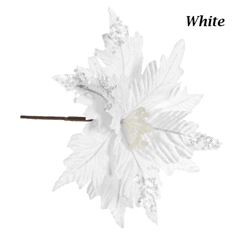 20cm Glitzer Künstliche Weihnachtsstern Weihnachtsbaum Blumen Party Dekorationsartikel Schmuck Heimdeko Handarbeit Flanellstoff Blume