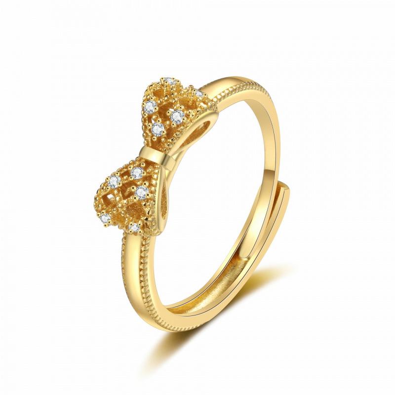 

Trendy Bow Ring with Micro-set Zircon Stones Adjustable Open Size золотой