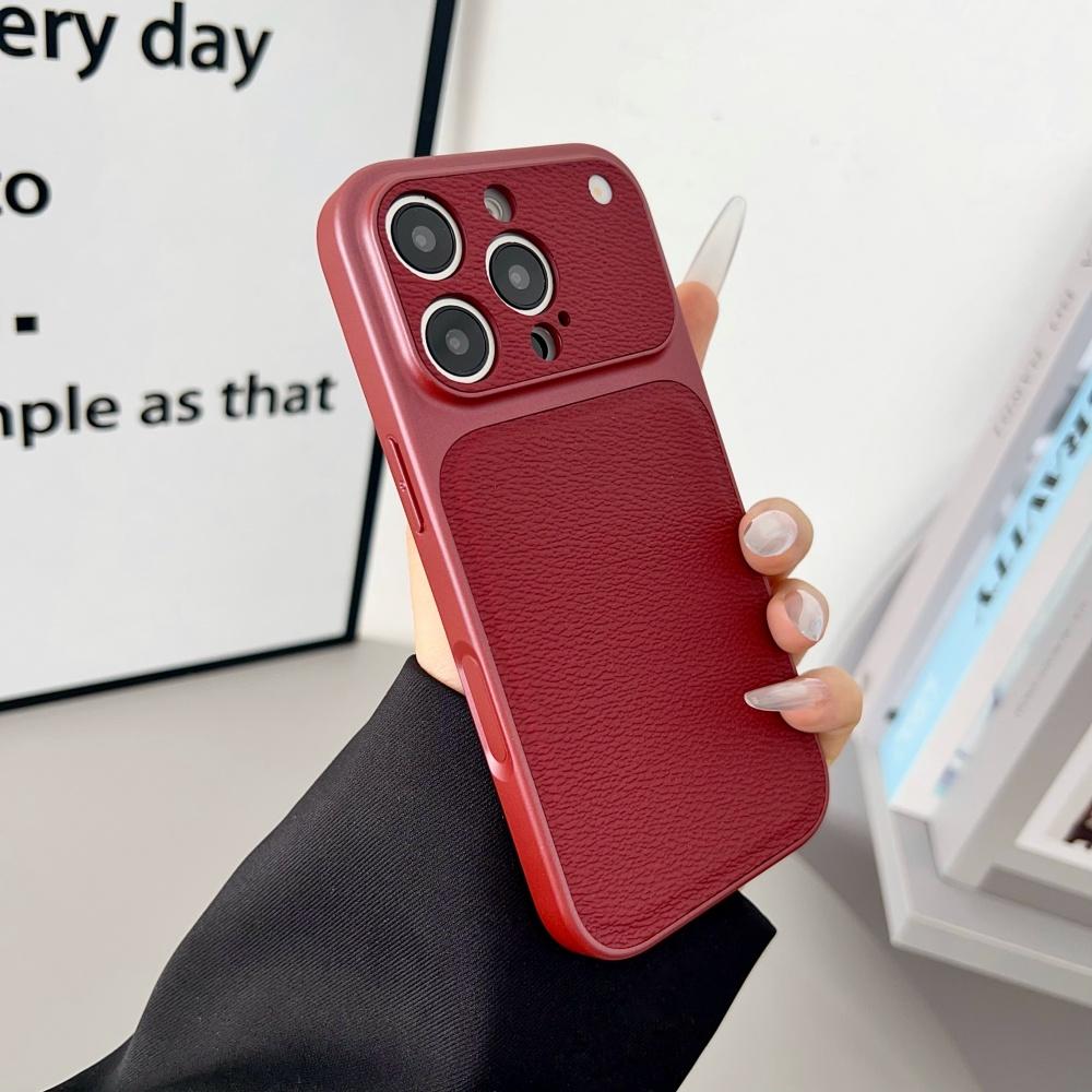 Original Frosted PU Leather Texture Phone Case For iPhone 17 Air 16 15 14 13 Pro Max Nonslip Shockproof Soft Orange Bumper Cover
