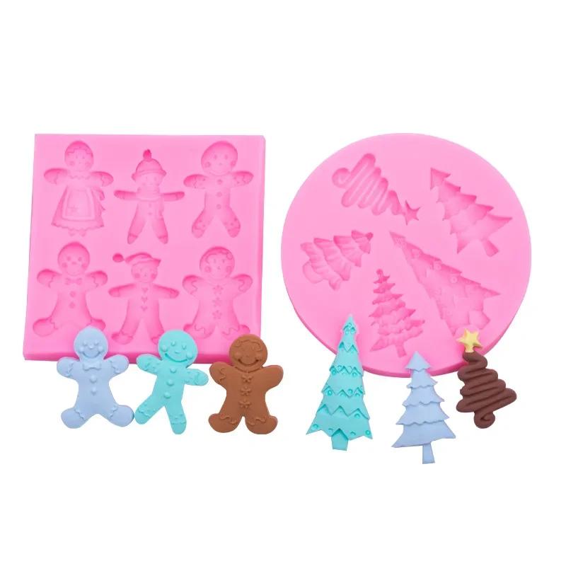 6pcs Christmas Mold Silicone Diy Christmas Tree Decoration Silicone Epoxy Resin Mold Cake Accessories Diy Baking Tools