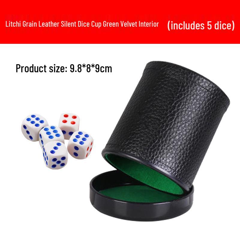 Leder-Würfelbecher-Set mit Vliesfutter und schallgedämpftem Boden