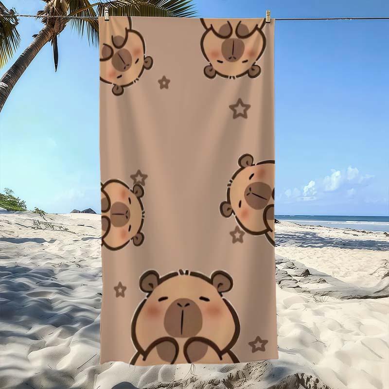 Cartoon Bear Wallpaper Beach Towel | Ultra-Absorbent, Quick-Dry, Comfortable & Practical, Ideal for Beach, Bathroom Additions