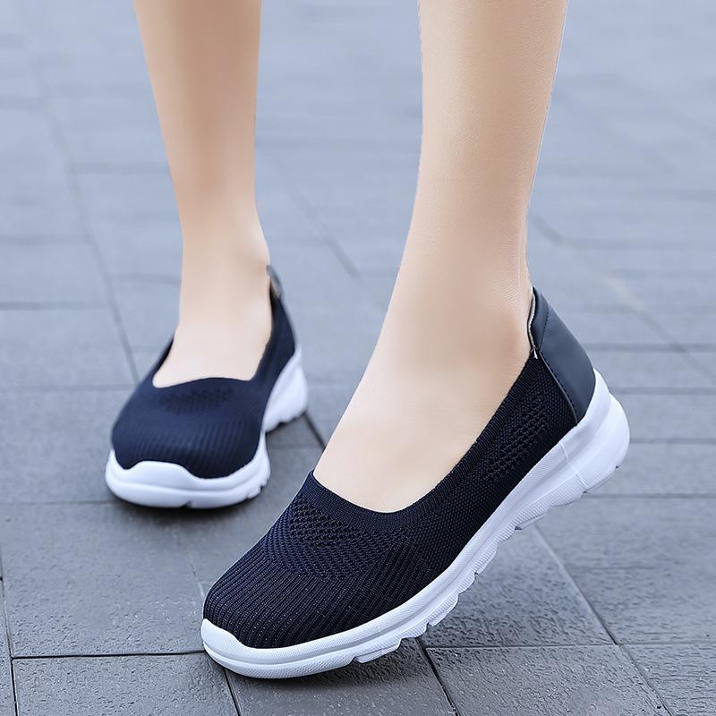 Herbstschuhe für Mütter mittleren Alters und ältere Mütter, Damen-Freizeitschuhe aus gewebtem Mesh-Stoff, Atmungsaktive Sportschuhe, Einschlupfschuhe für ältere Menschen