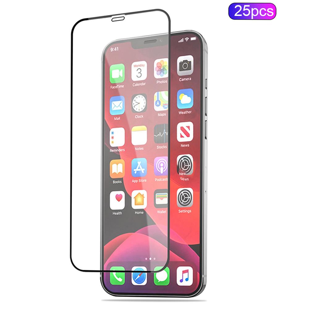 

MOCOLO 25Pcs For iPhone 12/12 Pro Full Screen Protector Full Glue Tempered Glass Film Black