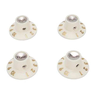 Gitarrenregler Retro Weiße Farbe 2 Stück Ton 2 Stück Lautstärke 1/4 Zoll Hutform Metall Lautstärkeregler