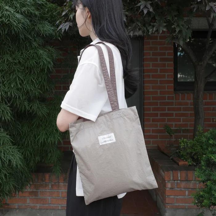 Nylon Square Bag (Small Beige / Large Brown) Shoulder Bag Eco Bag Big Bag Mini Bag