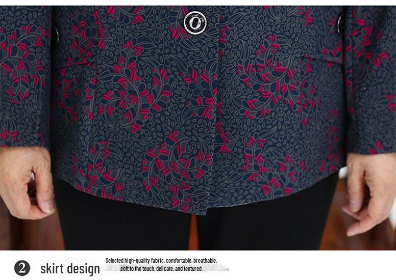 Spring & Autumn Lightweight Jacket for Mature Women - Stylish Lapel Top, Grandma's Fashionable Two-Way Shirt