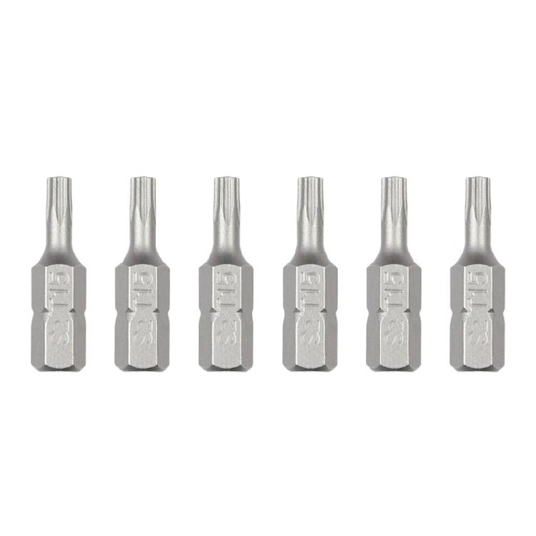 6 Piece Steel Tamper Resistant Bit Set 1/4" Hexagonal Shank Magnetic Screwdriver Bit For Various Applications