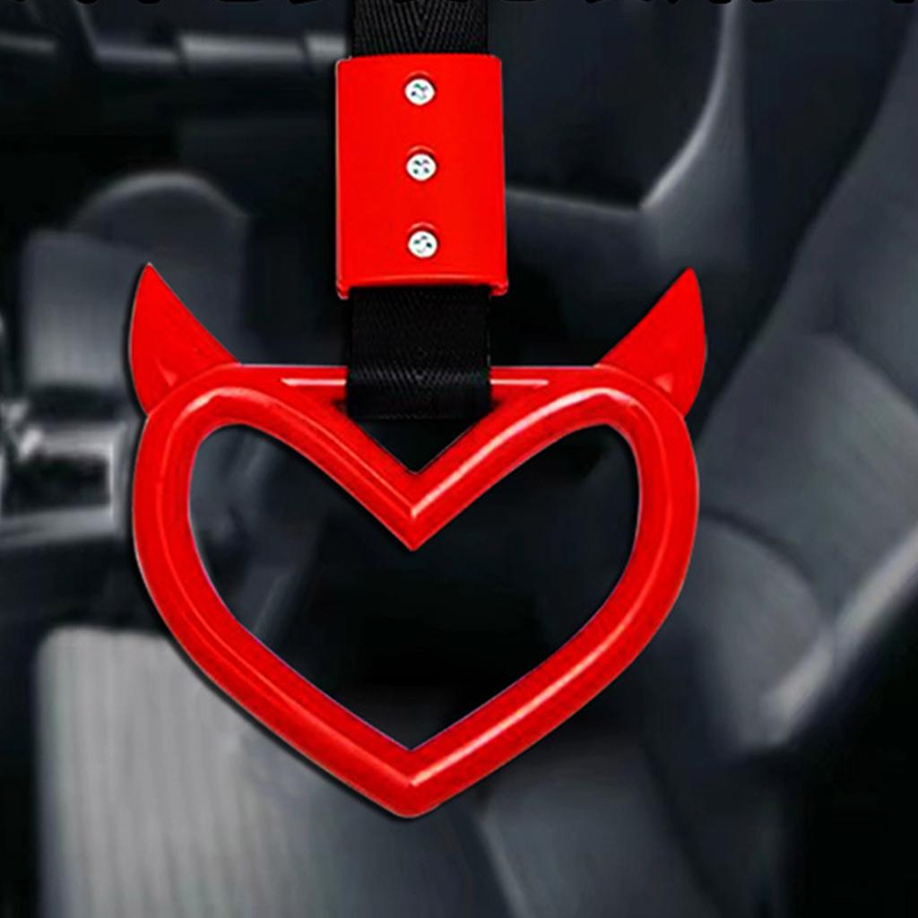 Car Handle Devil Heart Hanging Ring Hand Strap Train Bus Handle Bumper Warning Ring Auto Interior Decorative Accessories