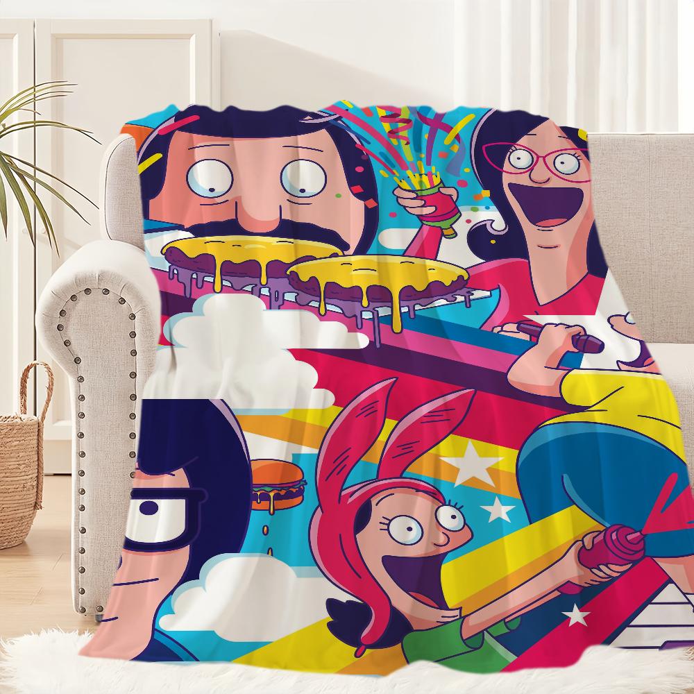 

Cartoon B-Bobs Funny B-Burgers Blanket Plush Nap Sofa rug for Living Room Warm Office Bedroom Birthday Home Travel Kid Gifts 30x40in