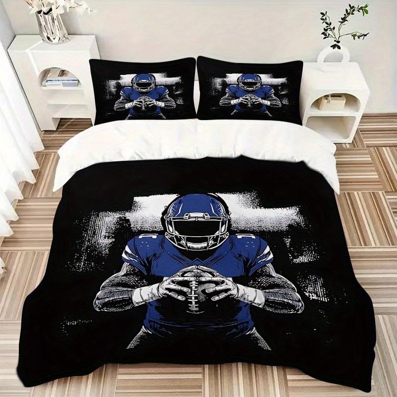 3pcs set Football Player 1 Quilt Cover + 2 Pillowcases, All Seasons Bedroom Setting, Perfect for Home and Dorm Decor a167