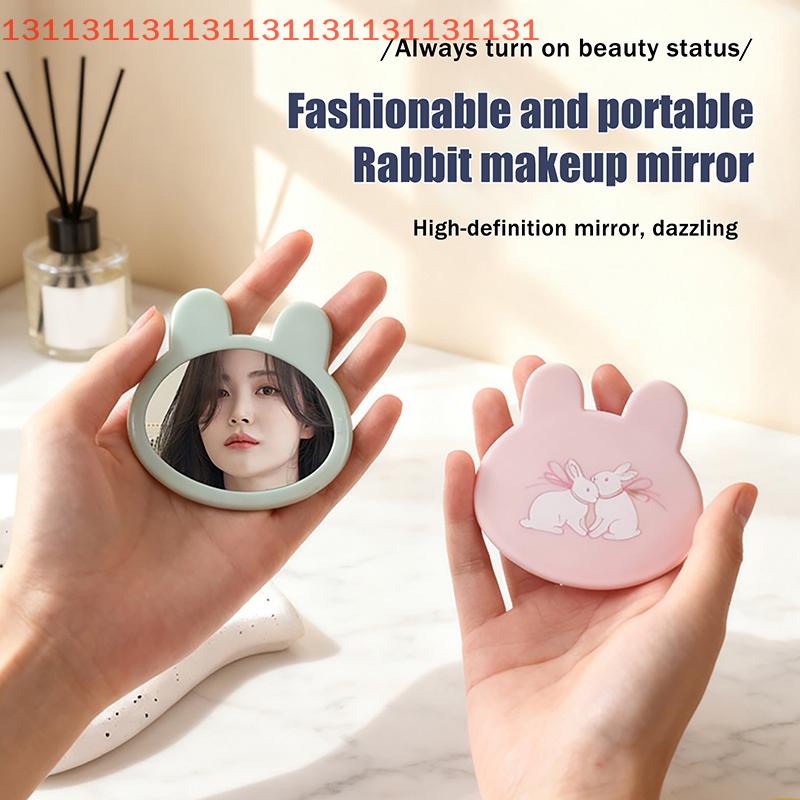Portable Mini Cute Glass Cartoon Christmas Santa Claus Little Rabbit Mirror Easy Carry Pocket Makeup Mirror