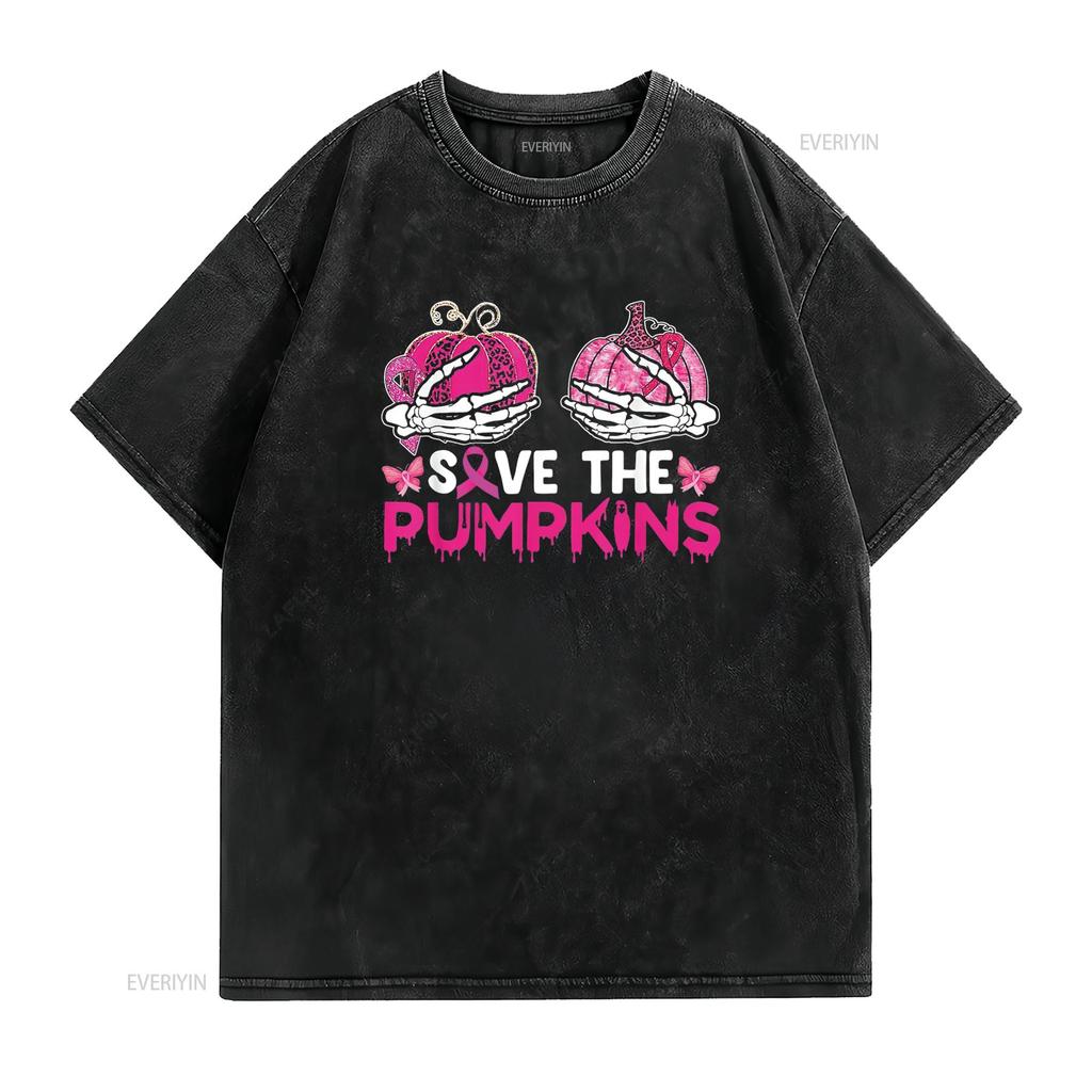 Womens Save The Pumpkins Breast Cancer Awareness Halloween Costume T Shirt Black 2X Large vintage Washed Soft Casual Stylish