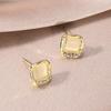 Exquisite Hollow Square Opal Crystal Stud Earrings for Women New Fashion Beautiful Crystal Ear Jewelry