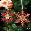 Holiday Ornament Set 4pcs Snowflakes Wreaths Sunflowers Exploding Stars for Christmas Tree and Indoor Decoration
