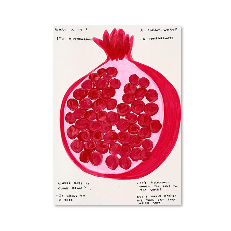 Pomegranate Banana Lemon Fruits Art Illustration Canvas Painting Nordic Wall Poster and Print for Kitchen Dining Room Home Deco