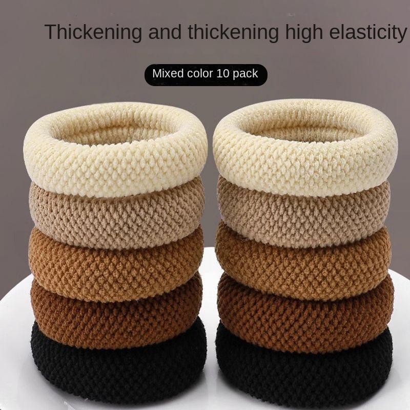 Hair Rope Hair Ring High Elastic Widened Thickened Rubber Tendons Seamless High Horsetail Ball Head Durable Head Rope Towel Ring for Women