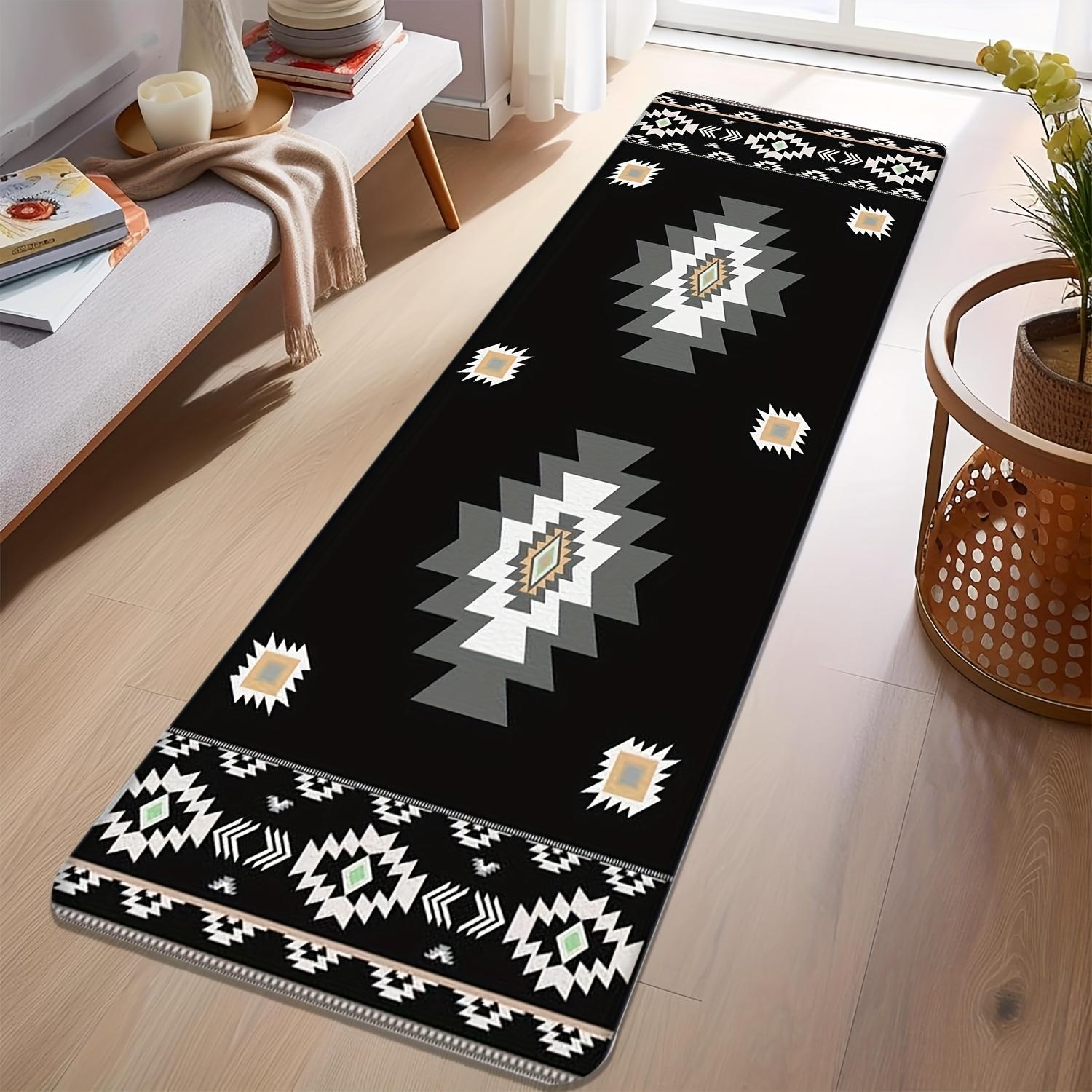 

Плюшевый коврик с геометрическим племенным принтом в юго-западном стиле, с нескользящей основой, машинной стирки, для помещений и улицы, для разных комнат, декор для дома 40x120cm