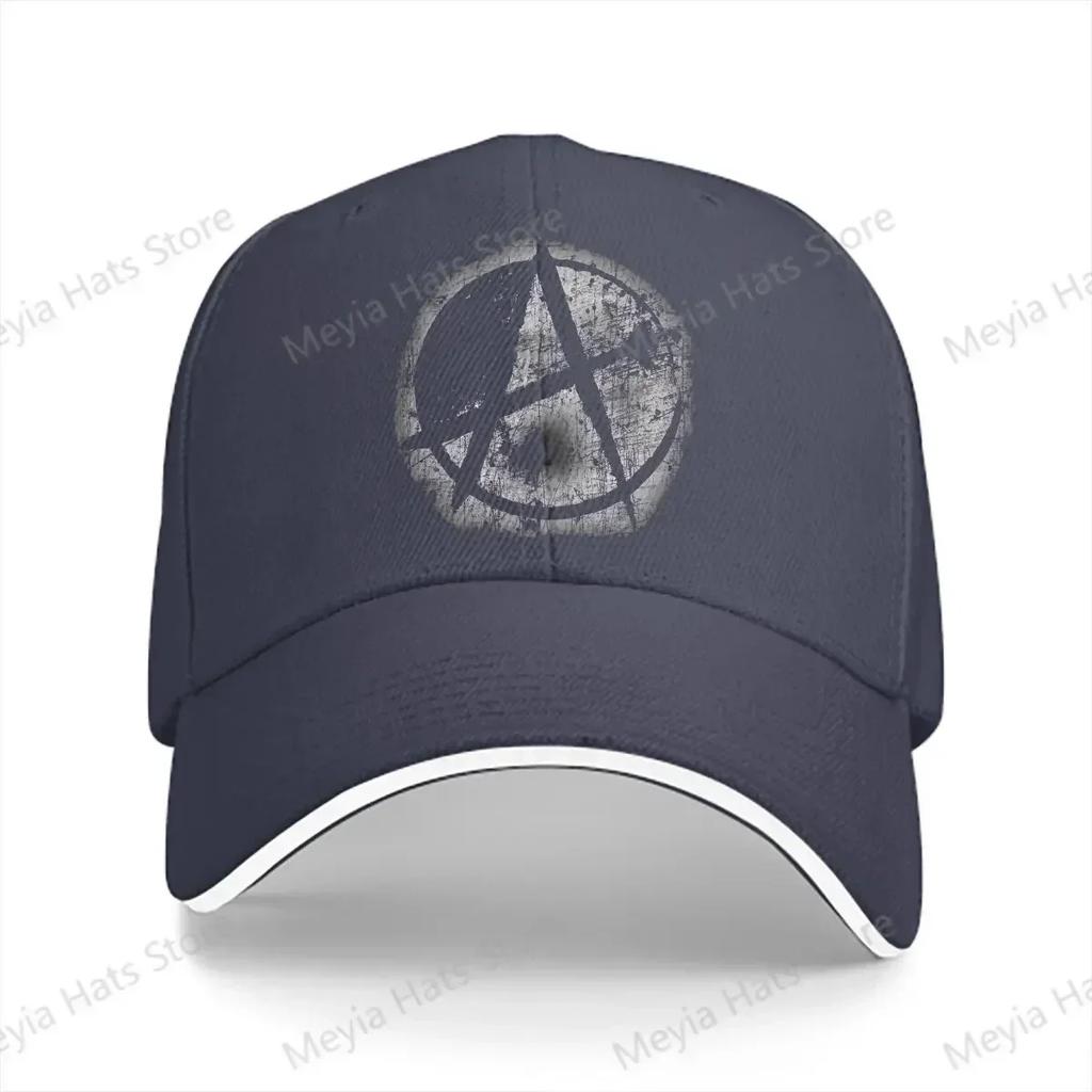 Abgenutzte Schablone Gesprüht Graffiti-Stil Anarchie Anarchistische Symbole Baseballkappe Unisex Hüte Damen Schirmmütze Winddichte Snapback Kappen