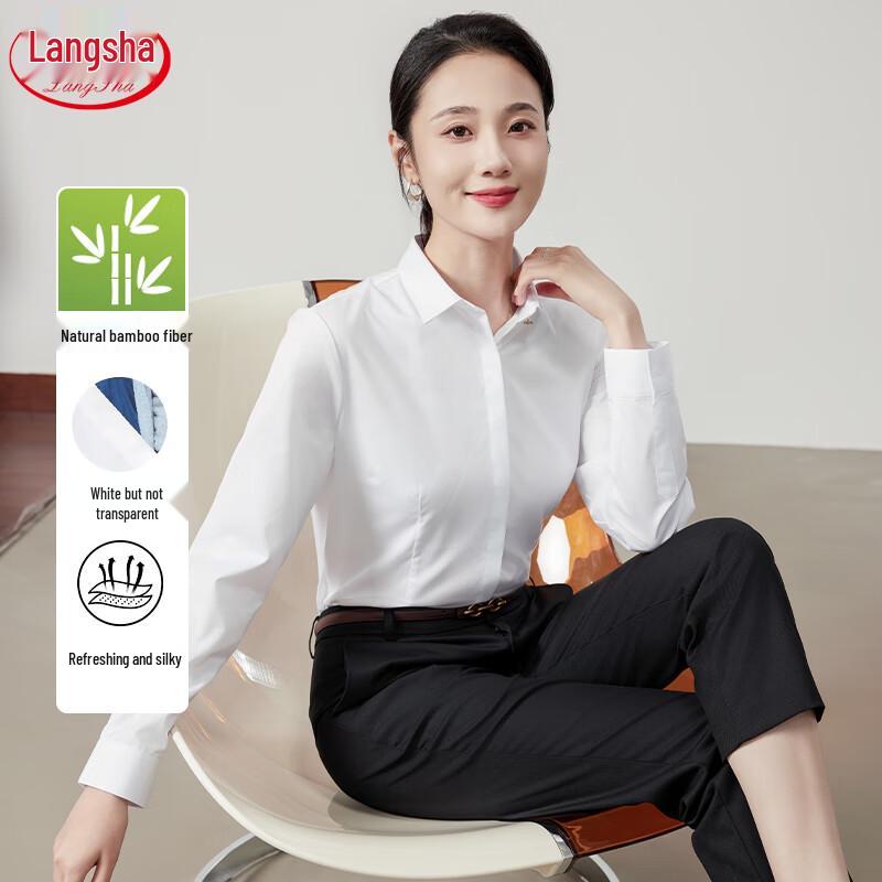 Langsha Women s Long-Sleeve White Shirt 37