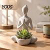 Dekorative Meditationsstatue 3D-gedruckte Yoga-Figur Blumentopf für Sukkulenten und Luftpflanzen, Minimalistisches Heimdekorationsornament Zen-Stil Skulptur