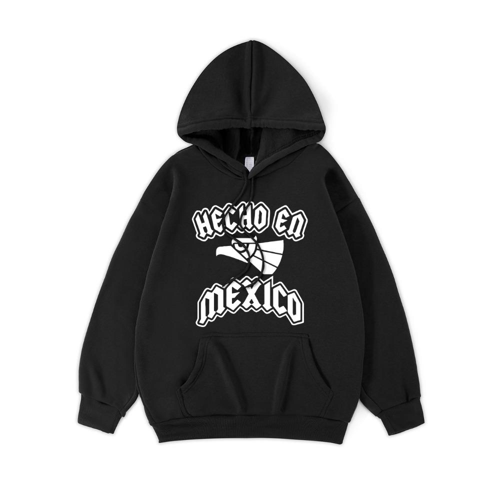 Hecho Ed Mexico Letter Printing Hoodies Womens Basics Sporty Hoody Fleece Warm Soft Sweatshirt Woman Sportswear