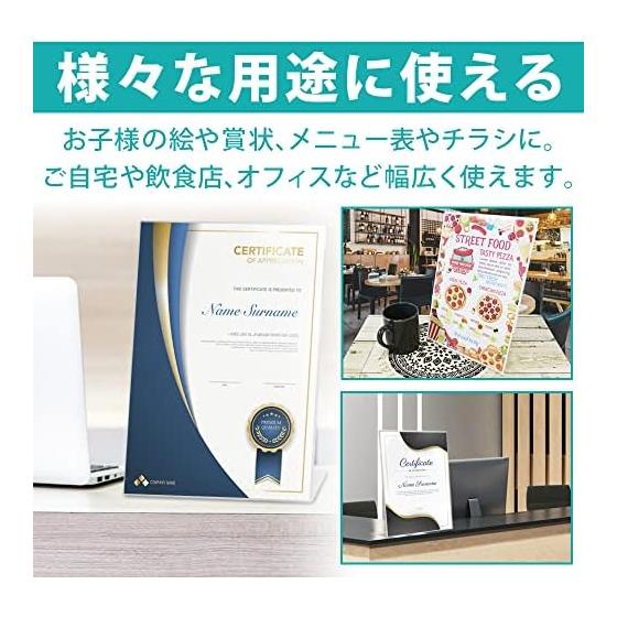 Tabletop Acrylic Stand Menu Pop Holder Photo Frame for Restaurants, Offices, Exhibitions - L-Shaped, Set of 6 (A4 Size)